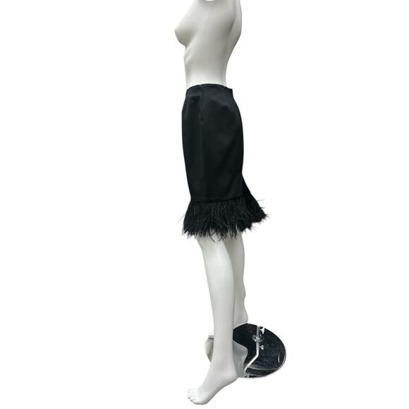 NWT Vintage Chetta B Skirt Women’s Size 4 Ostrich Feathers On The Bottom Black - Picture 2 of 5